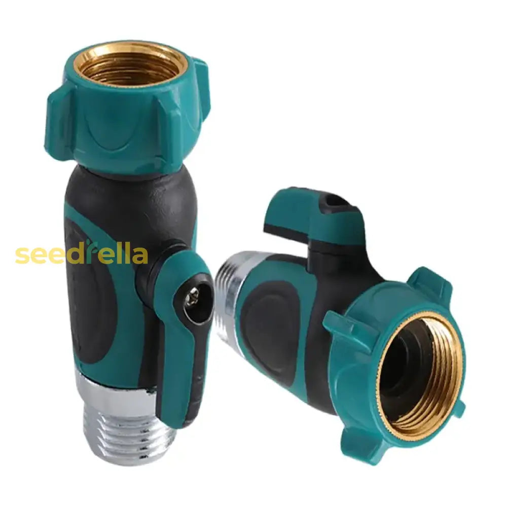 1-Way Metal Garden Hose Connector With Shut-Off Valve And Easy Turn Control Tools