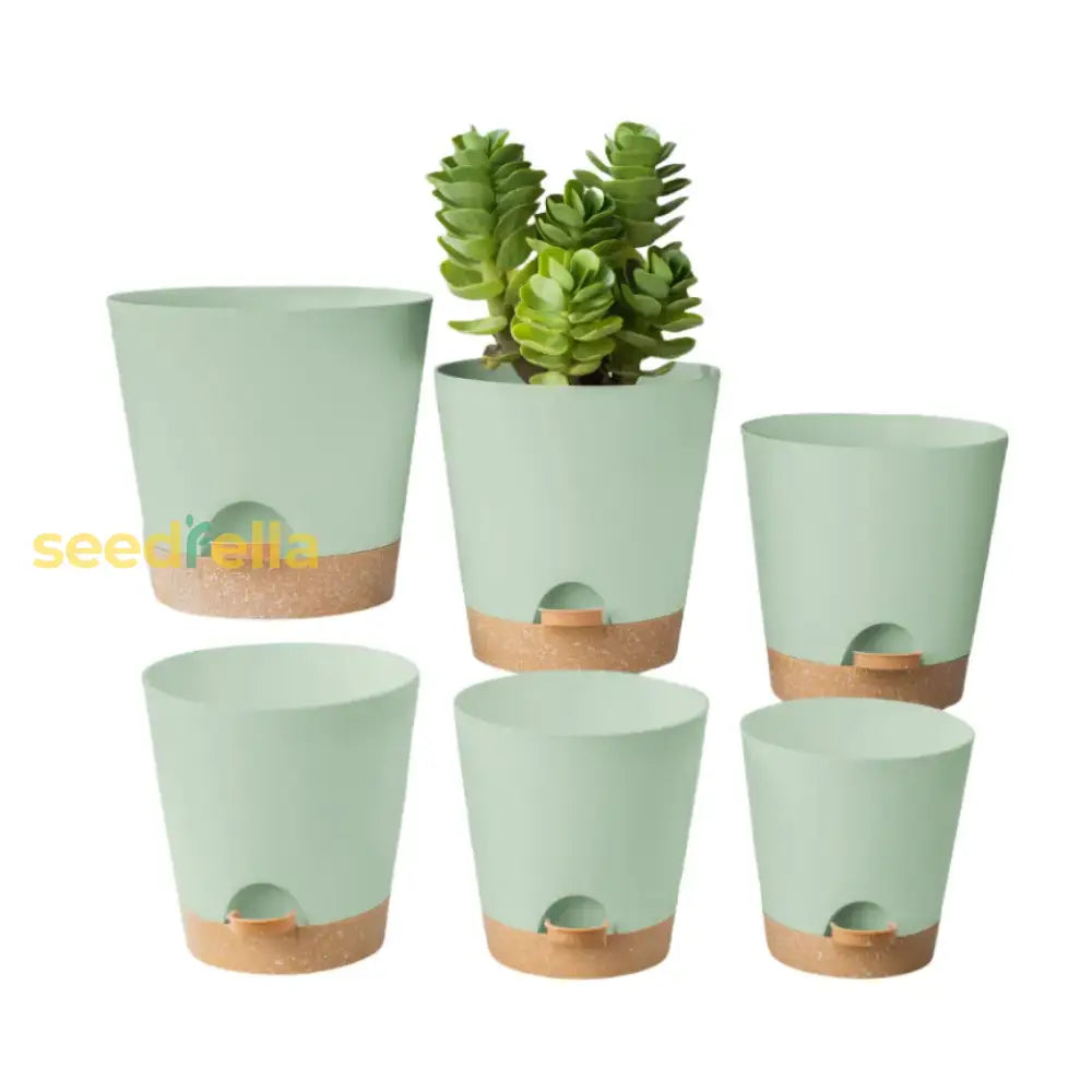 6Pcs Self-Watering Plastic Flower Pots – Self-Absorbing Planters With Drainage Holes Garden Tools