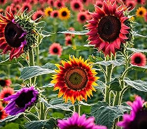 Mini Rainbow Sunflower Seeds for Ornamental Bonsai Plant Gardens