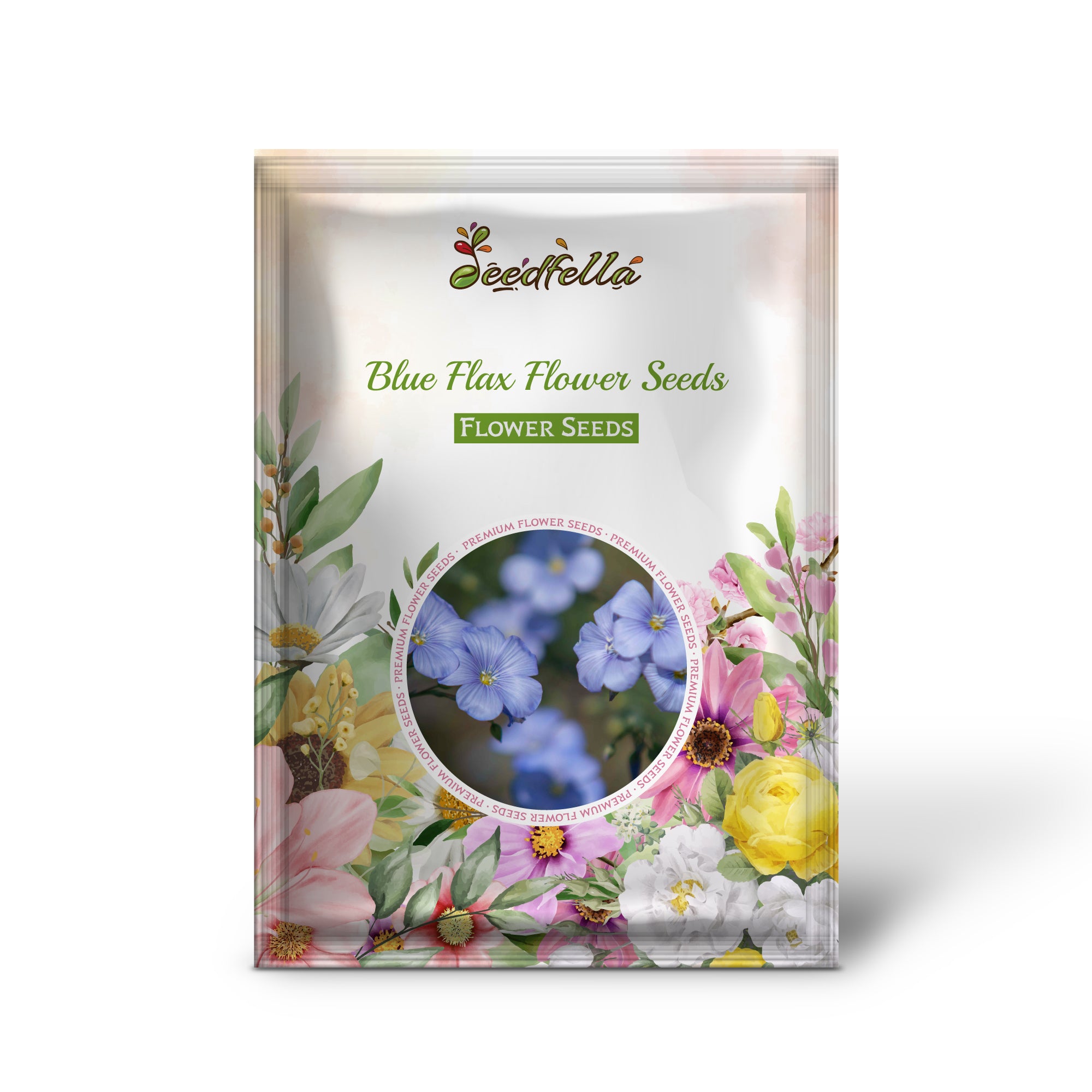 Blue Flax flowers blooming in garden