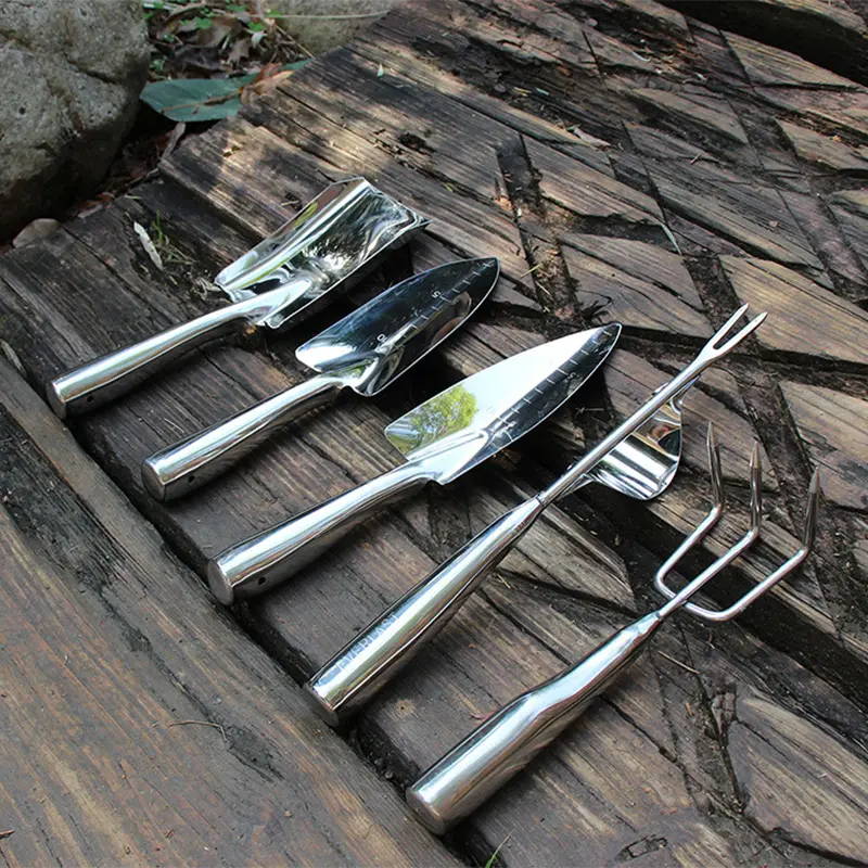 Full Stainless Steel Gardening Tool Set – Trowel Shovel Weeder Rake And Spade Perfect Gift For