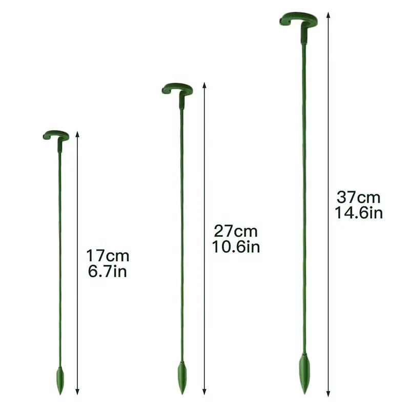 Single Stem Plant Support Stakes – Green Ring For Bonsai Orchids Roses And Potted Flowers Garden