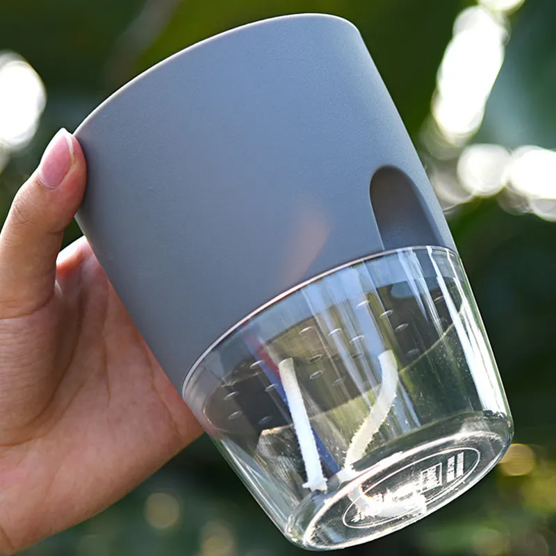 Transparent Double-Layer Self-Watering Flowerpot With Injection Port Garden Tools