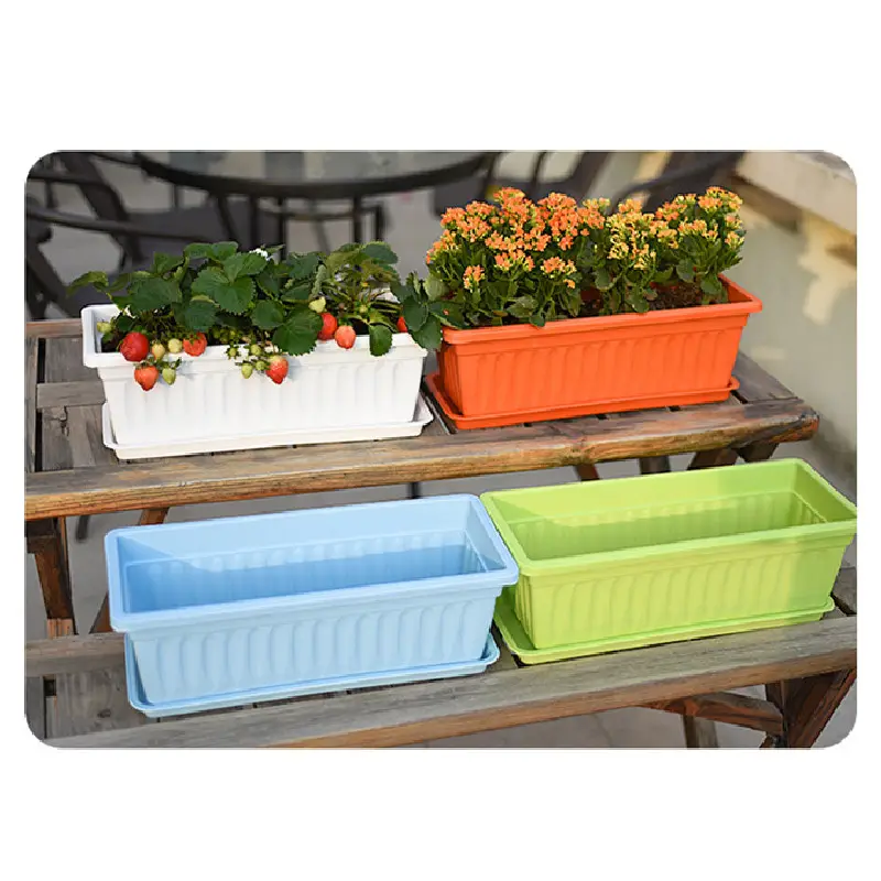 Colorful Rectangular Plastic Flower Pot – Durable Pp Material For Outdoor Gardens Garden Tools