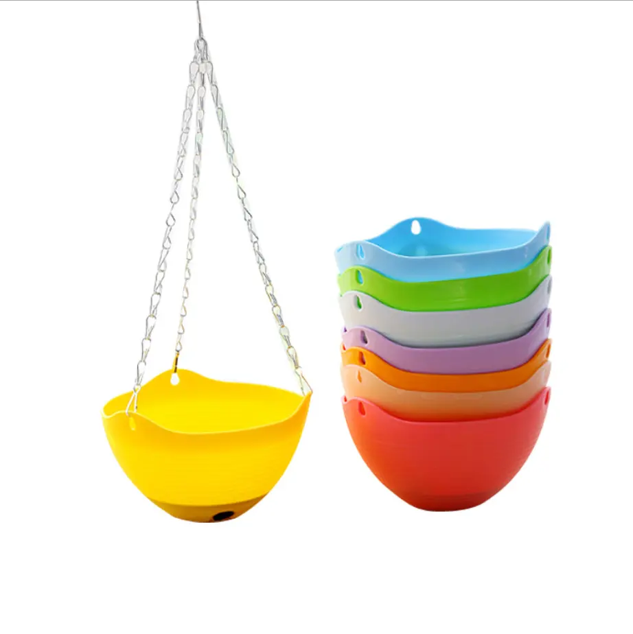 Colorful Thickened Plastic Hanging Pots – Durable Gardening Basket Planters Garden Tools