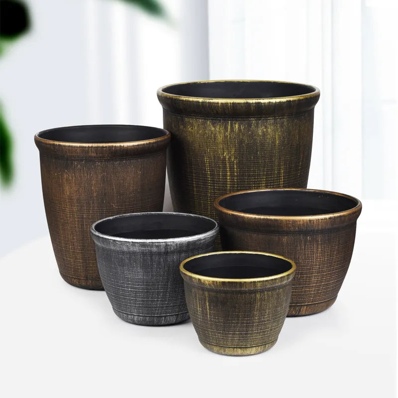 High-End Retro Coating Plastic Flower Pots – Indoor Decorative Planters For Garden & Home Tools