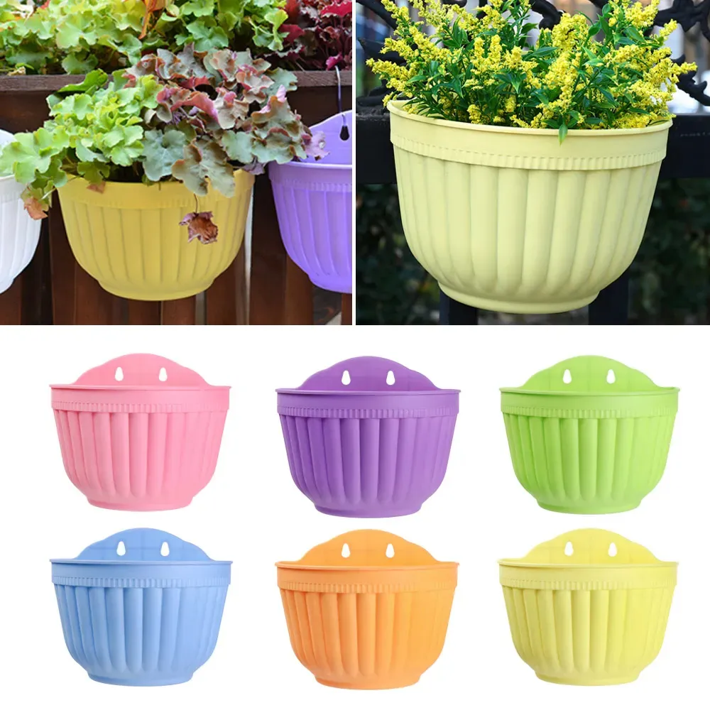 Colorful Hanging Plastic Flower Pots – Removable Plant Baskets For Indoor & Outdoor Use Garden Tools