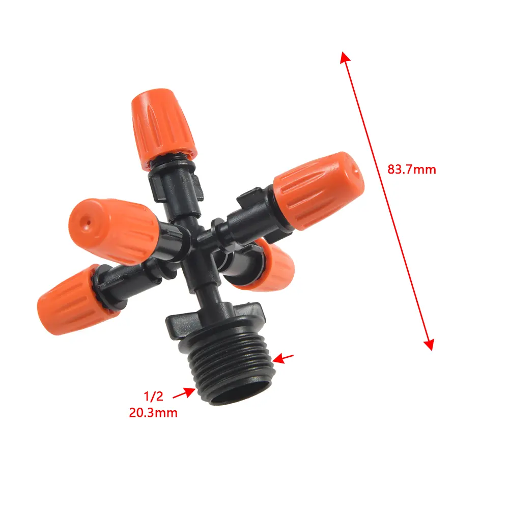 1/2’’ 5-Way Adjustable Mist Sprinkler Nozzle Garden Tools