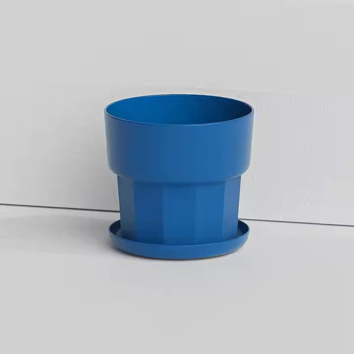 Modern Desktop Plastic Flower Pot – Stylish Home Garden Planter Blue Tools