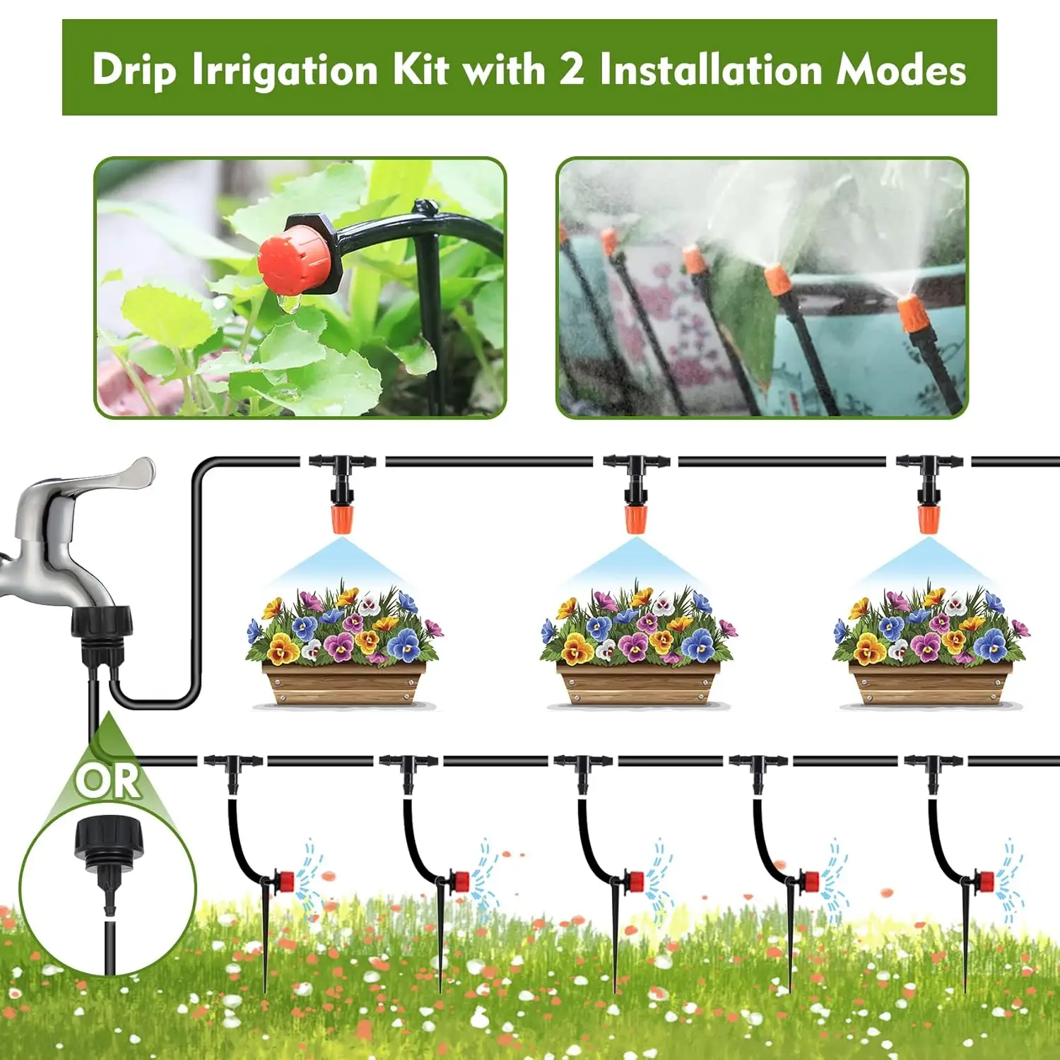 Custom Private Label Sprinkler System For Garden - Ground Micro Flow Irrigation Kit Tools