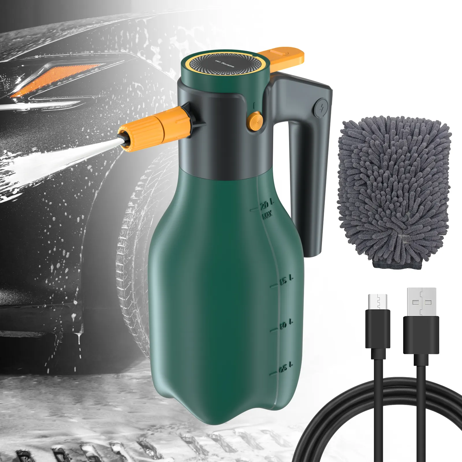 2L Usb Rechargeable Electric Foam Sprayer – For Car Wash & Garden Watering Tools