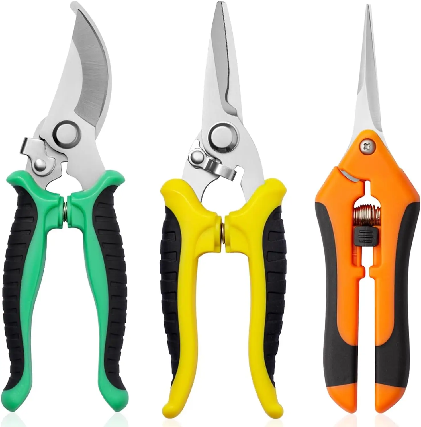 Garden Pruning Shears 3-Pack – Stainless Steel Gardening Scissors & Clippers Tools