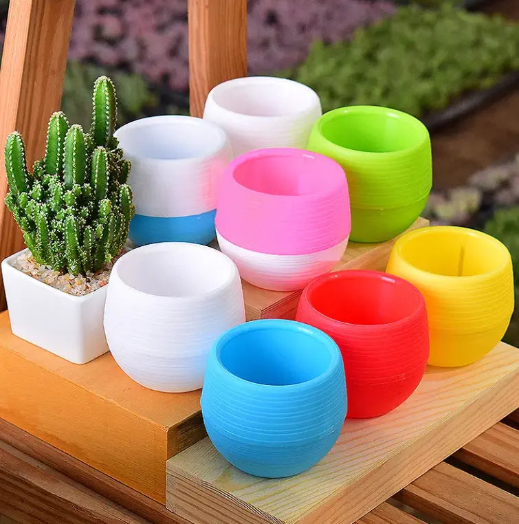 Colorful Mini Succulent Pots – Pp Resin Rainbow Planters For Small Plants Garden Tools