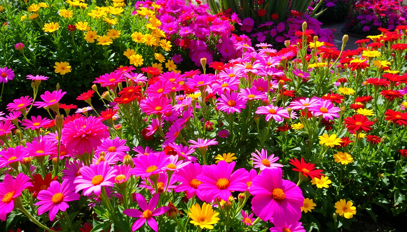 Mixed Ornamental Flowers in pollinator garden