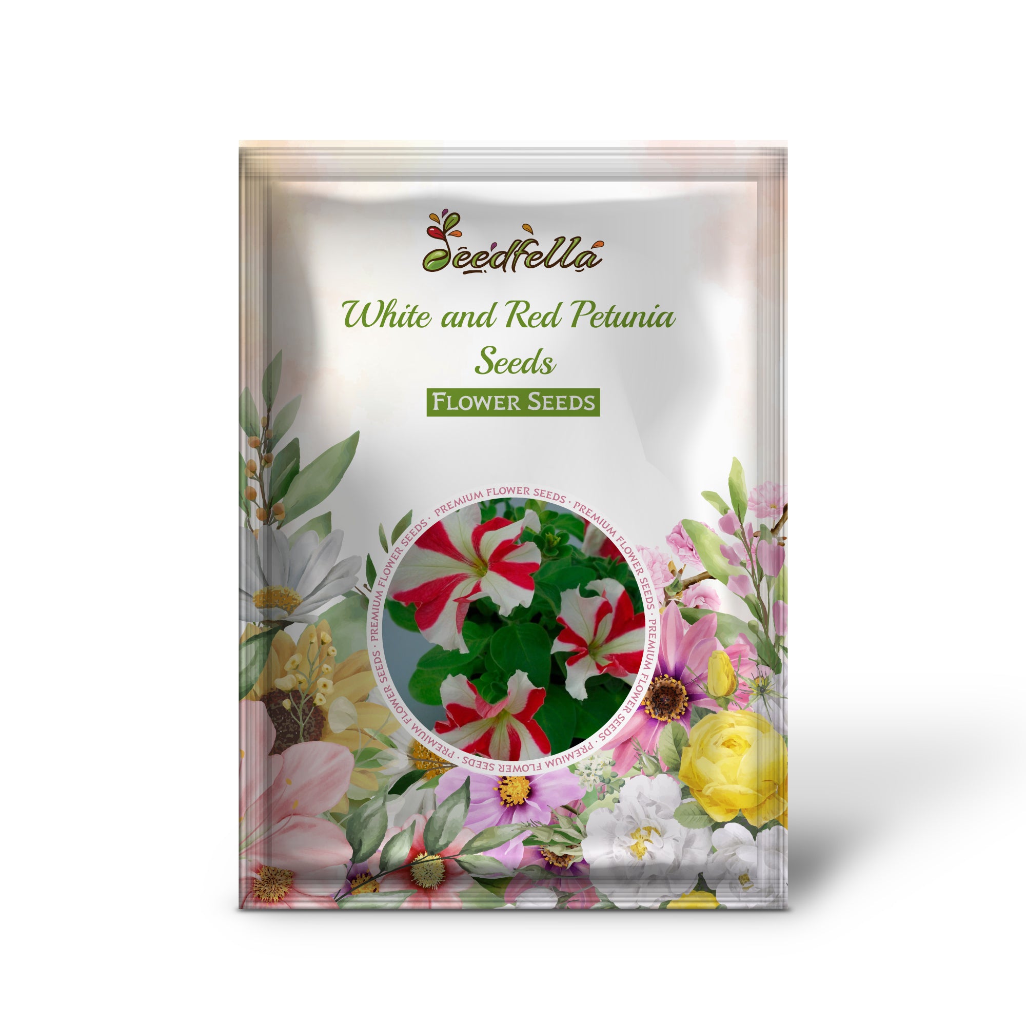White and red petunia garden seeds for outdoor planting