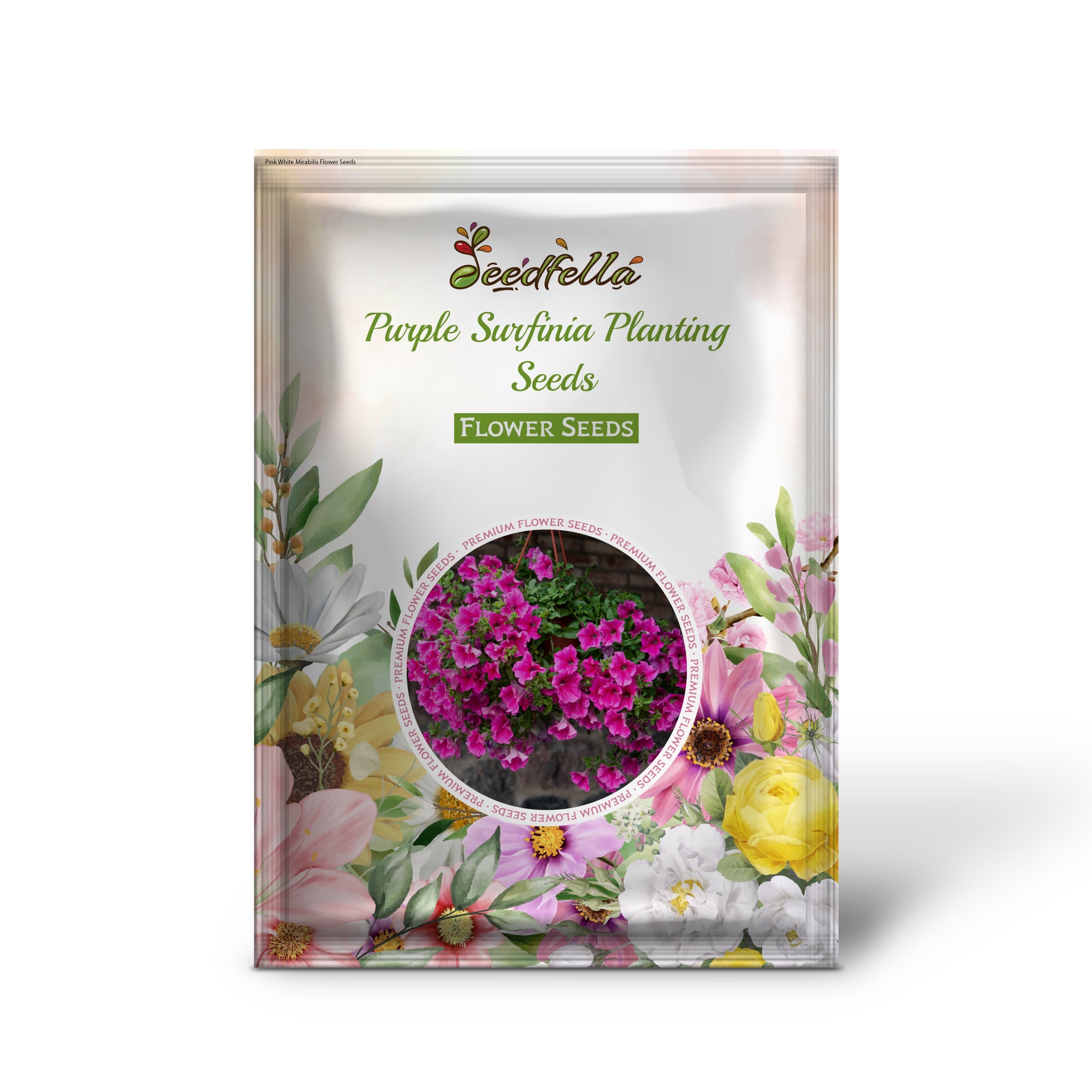 Purple Surfinia trailing petunia flowers