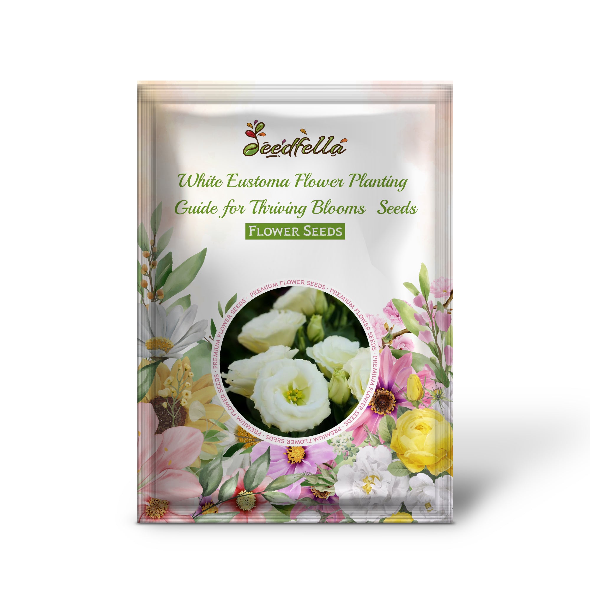 White Eustoma flowers blooming in garden