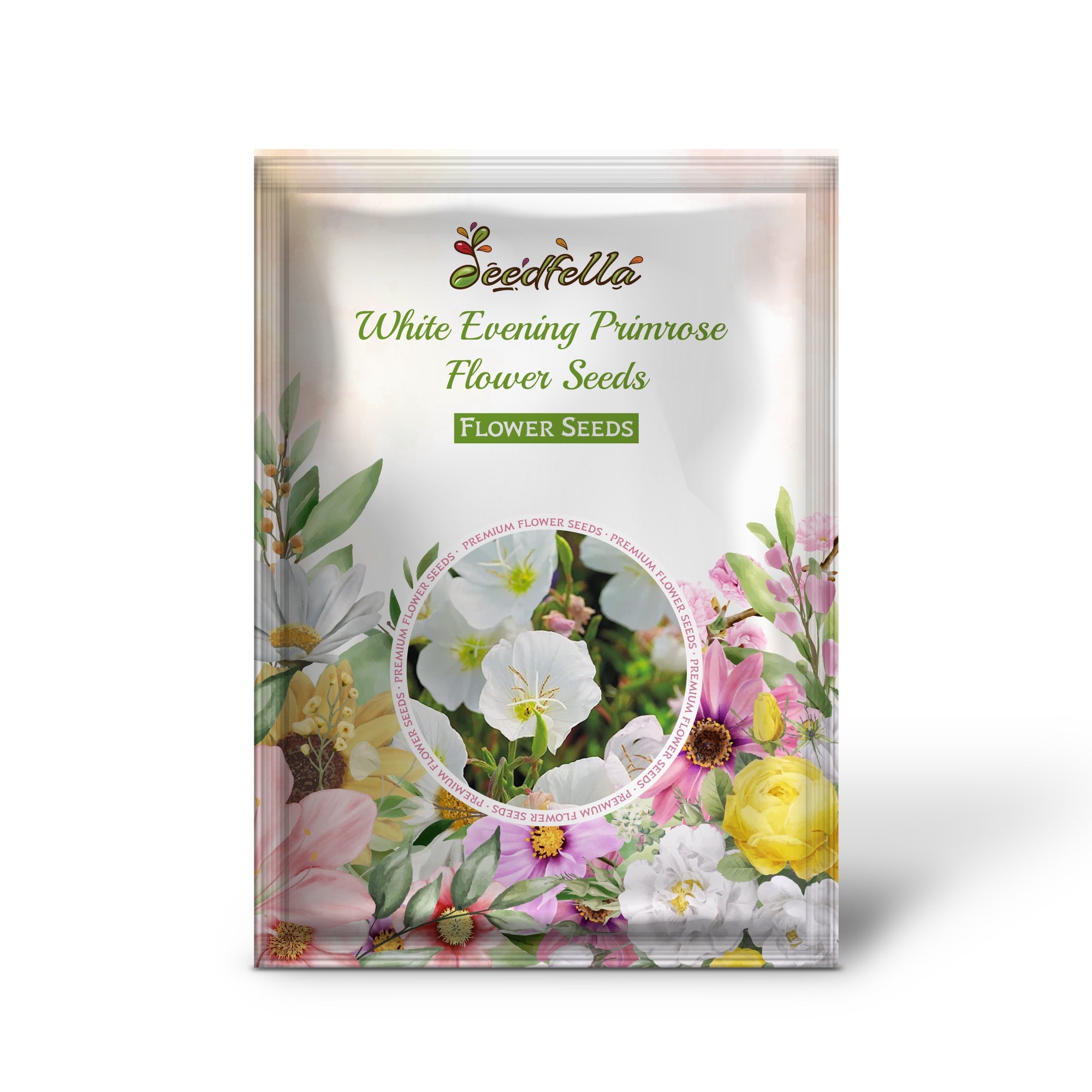 White Evening Primrose flowers blooming at night