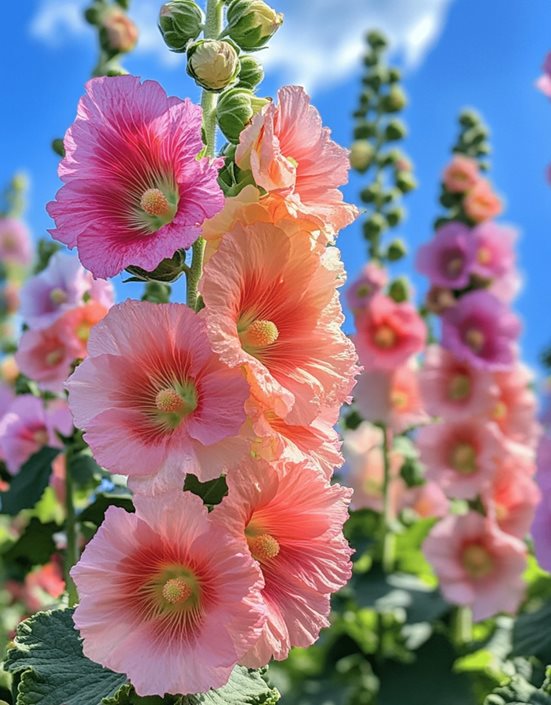 Ornamental White Pink Hollyhock for gardens