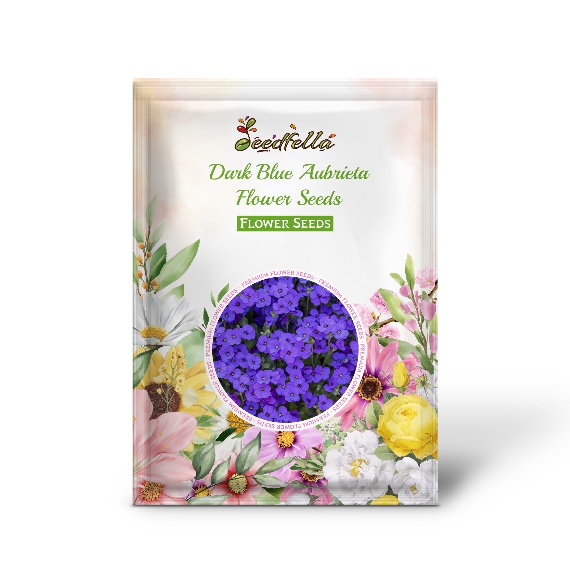 Dark Blue Aubrieta flowers in full bloom