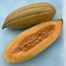 Banana cantaloupe melon seeds showing ripe orange melon fruit closeup