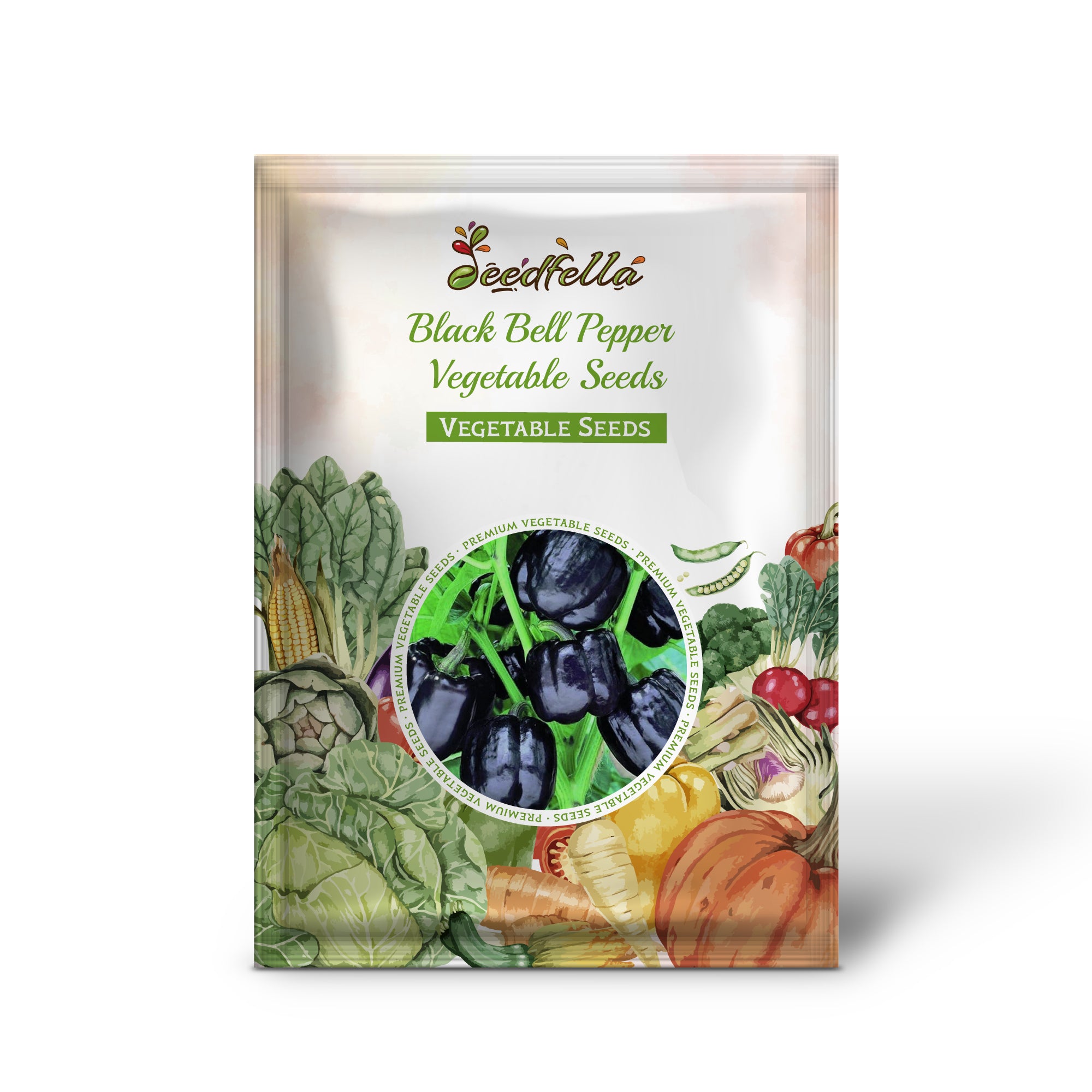 Non GMO black bell pepper seeds packaging