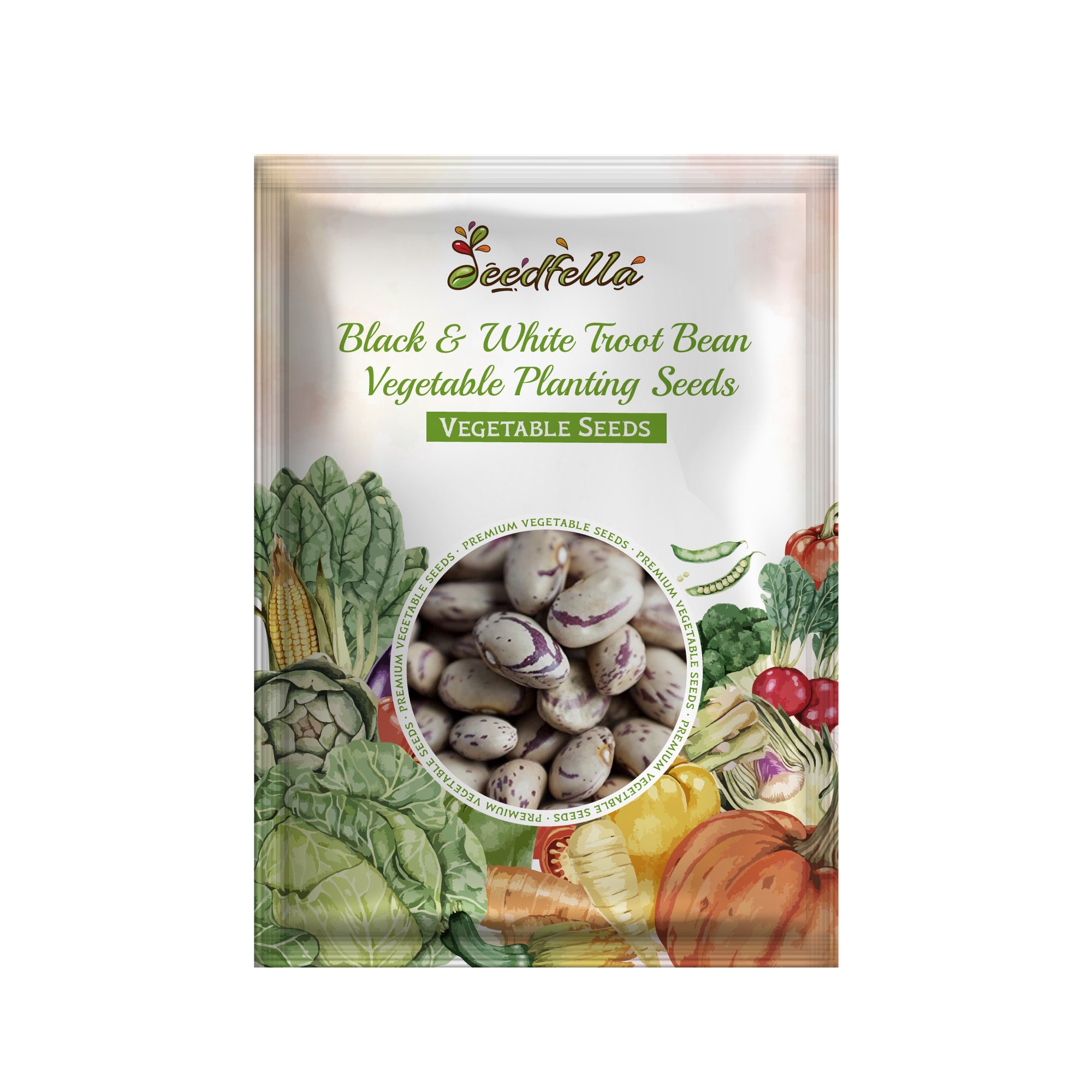 High quality Black & White Troot Bean vegetable seeds closeup