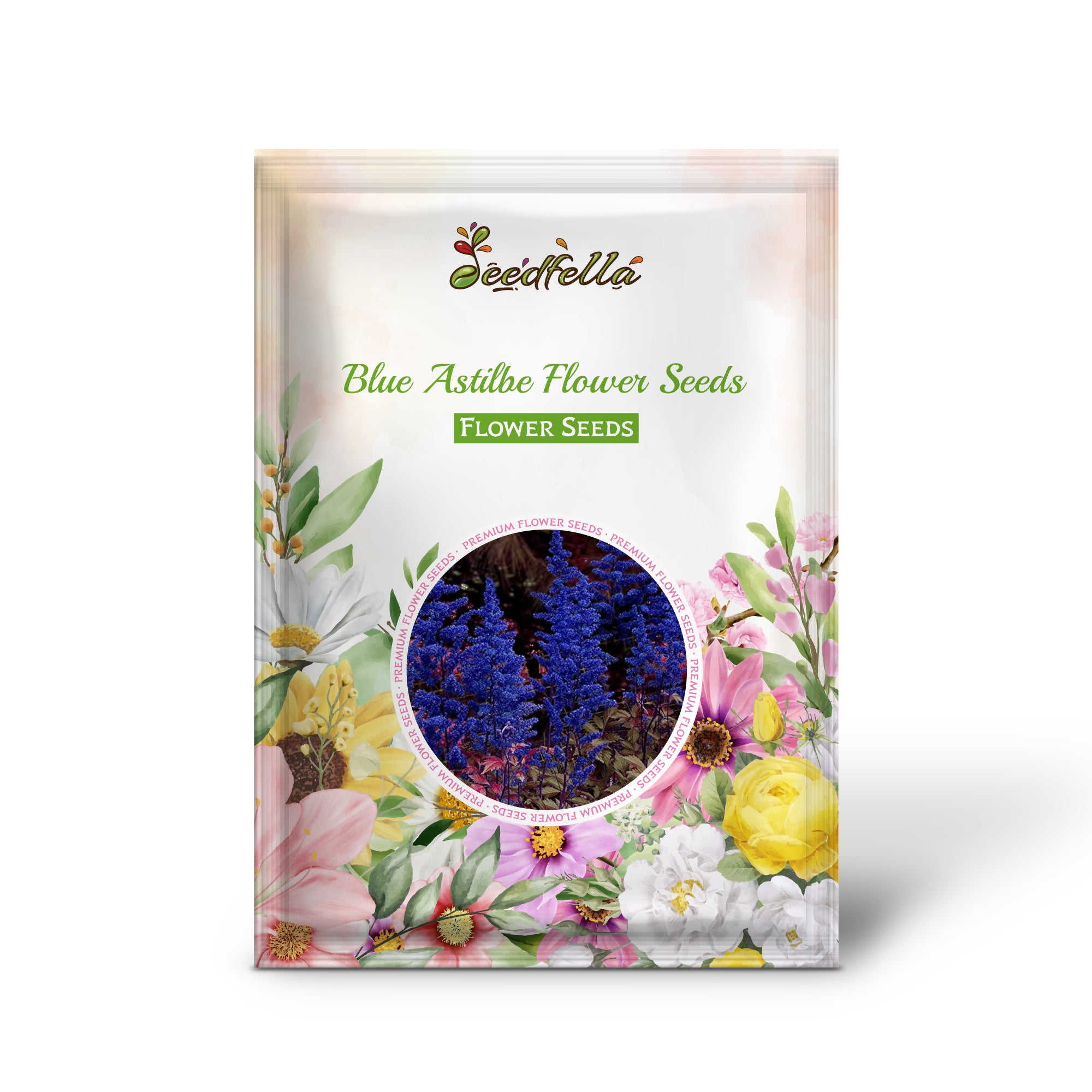 Blooming Blue Astilbe Flowers in Shady Garden