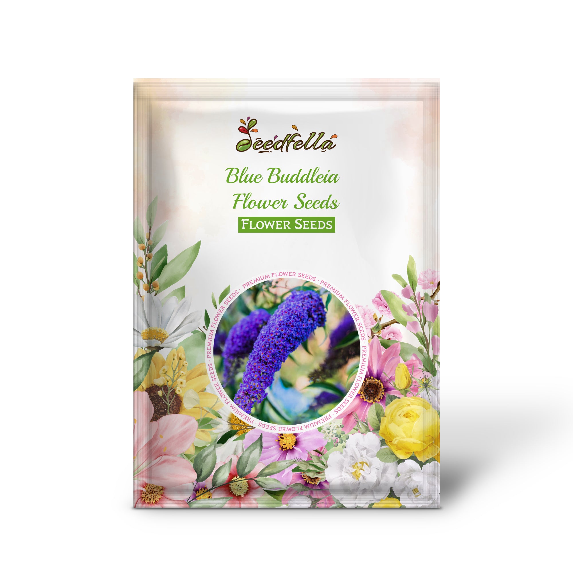 Blooming Dark Blue Buddleia Flowers in Garden