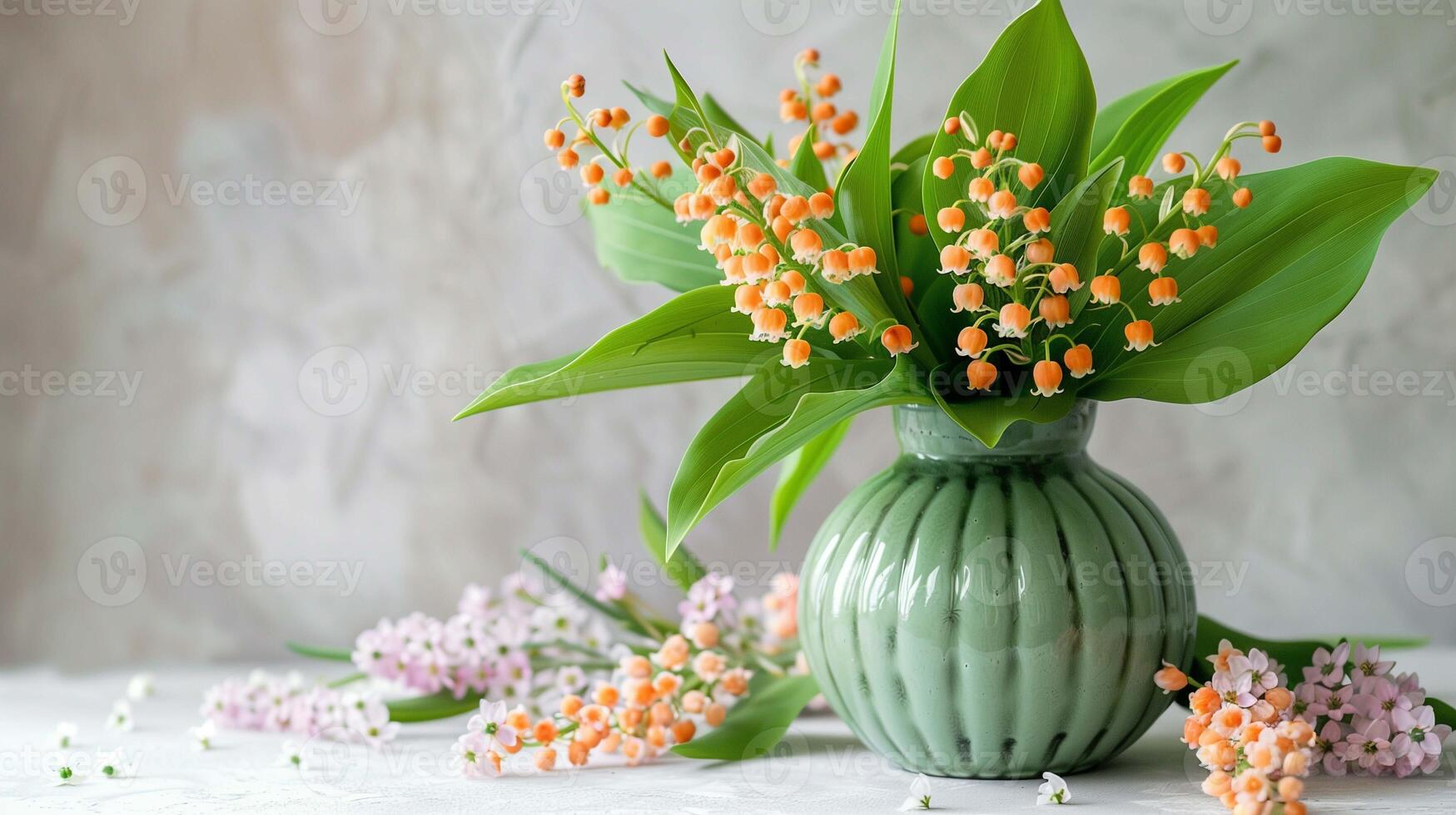 Blooming Orange Bell Orchid Flowers in Garden