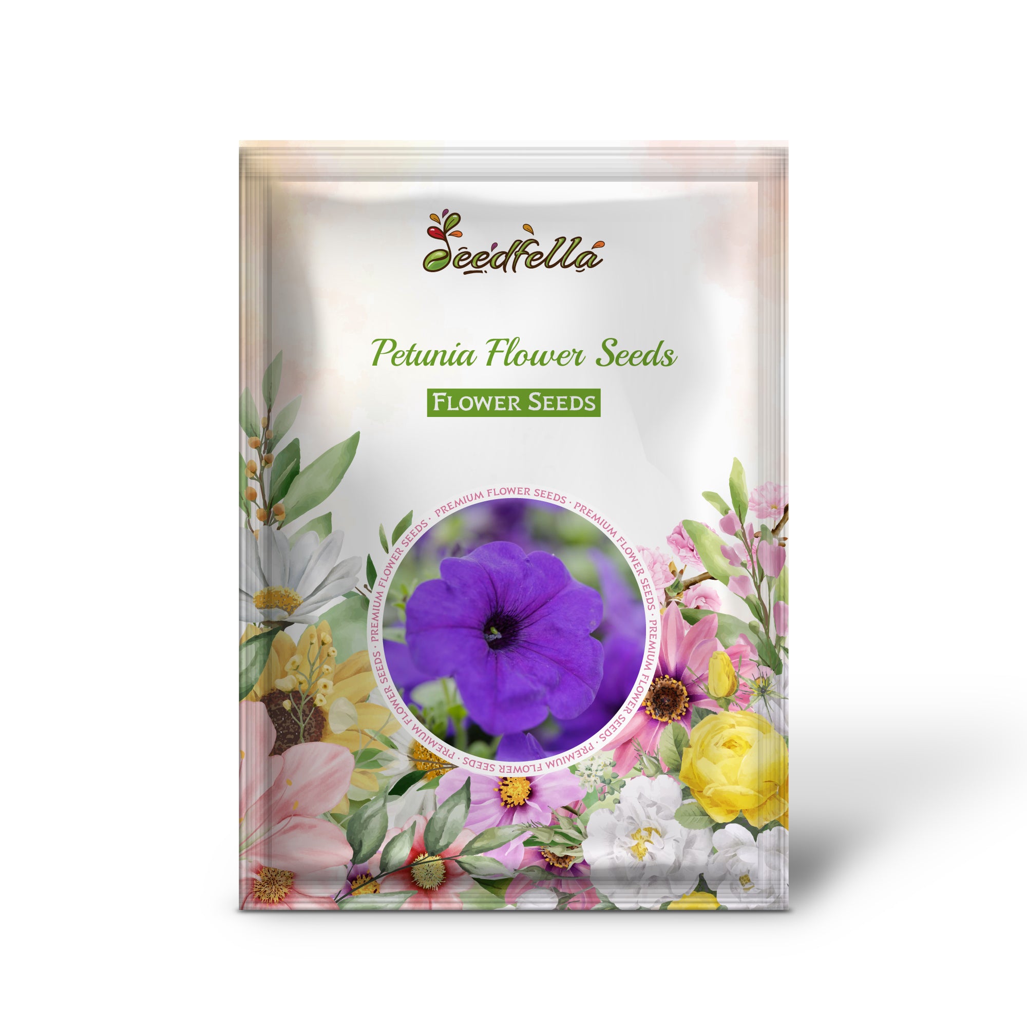 Blooming Violet Petunia Flowers in a Colorful Garden