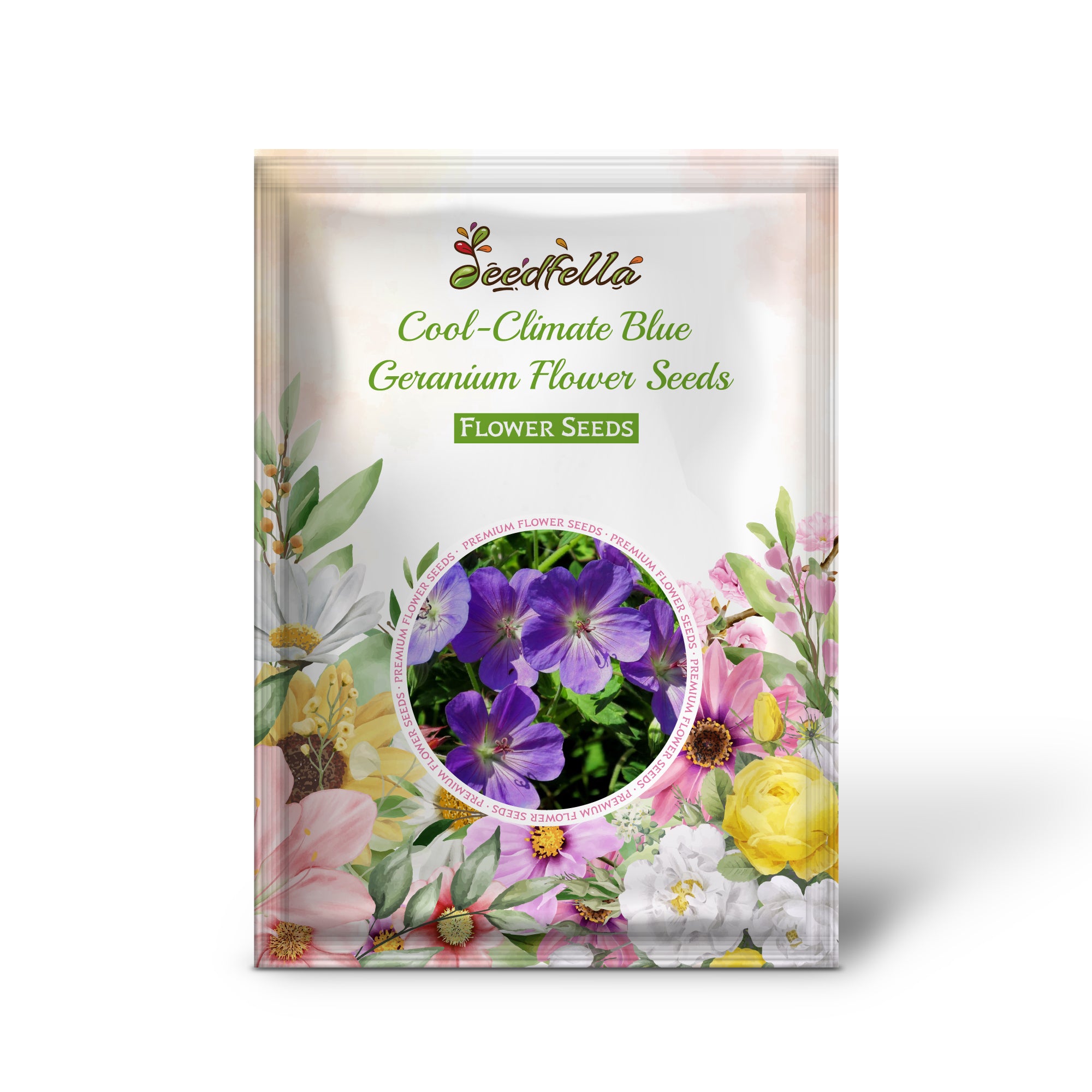 Close-Up of Blue Geranium Flowers in Bloom