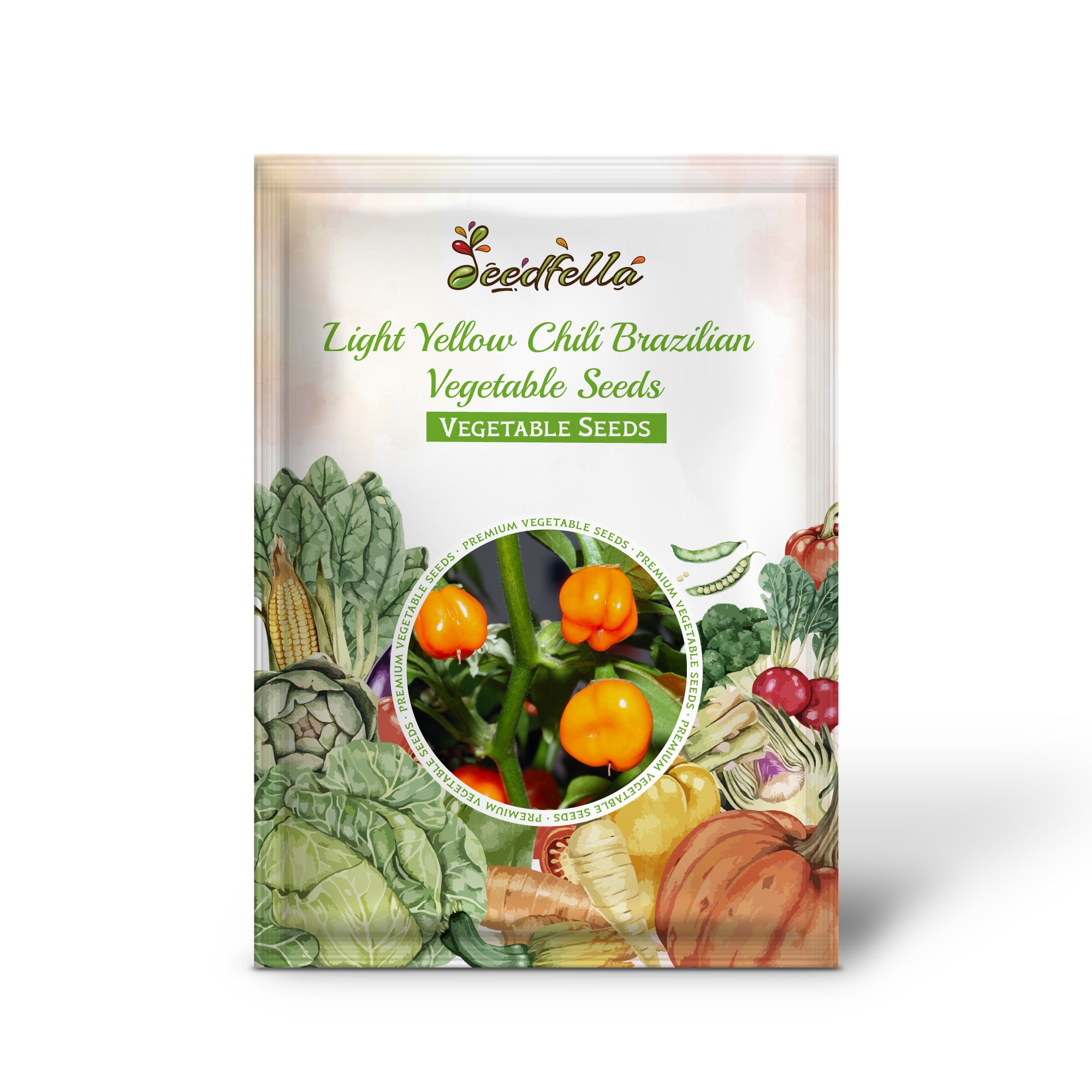 Light yellow Brazilian chili pepper plant in garden