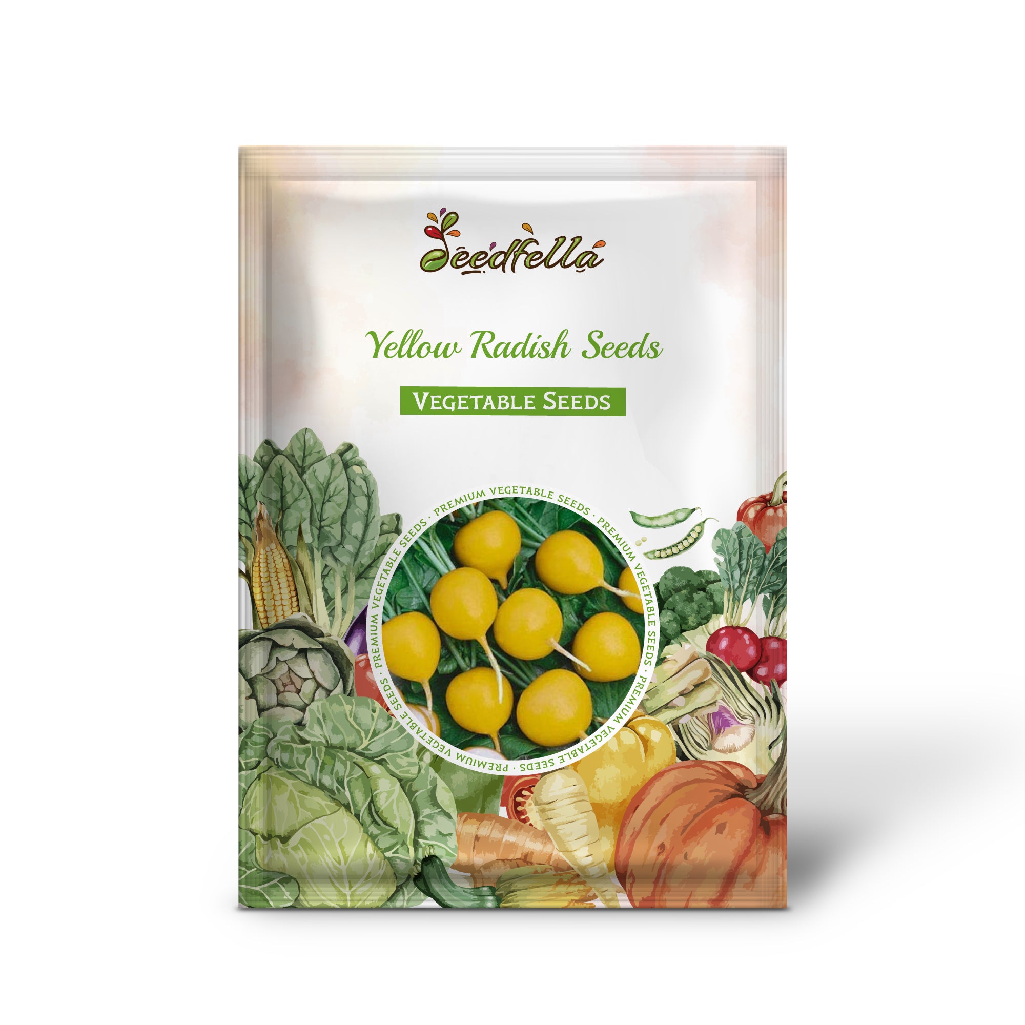 Bright yellow radishes freshly harvested