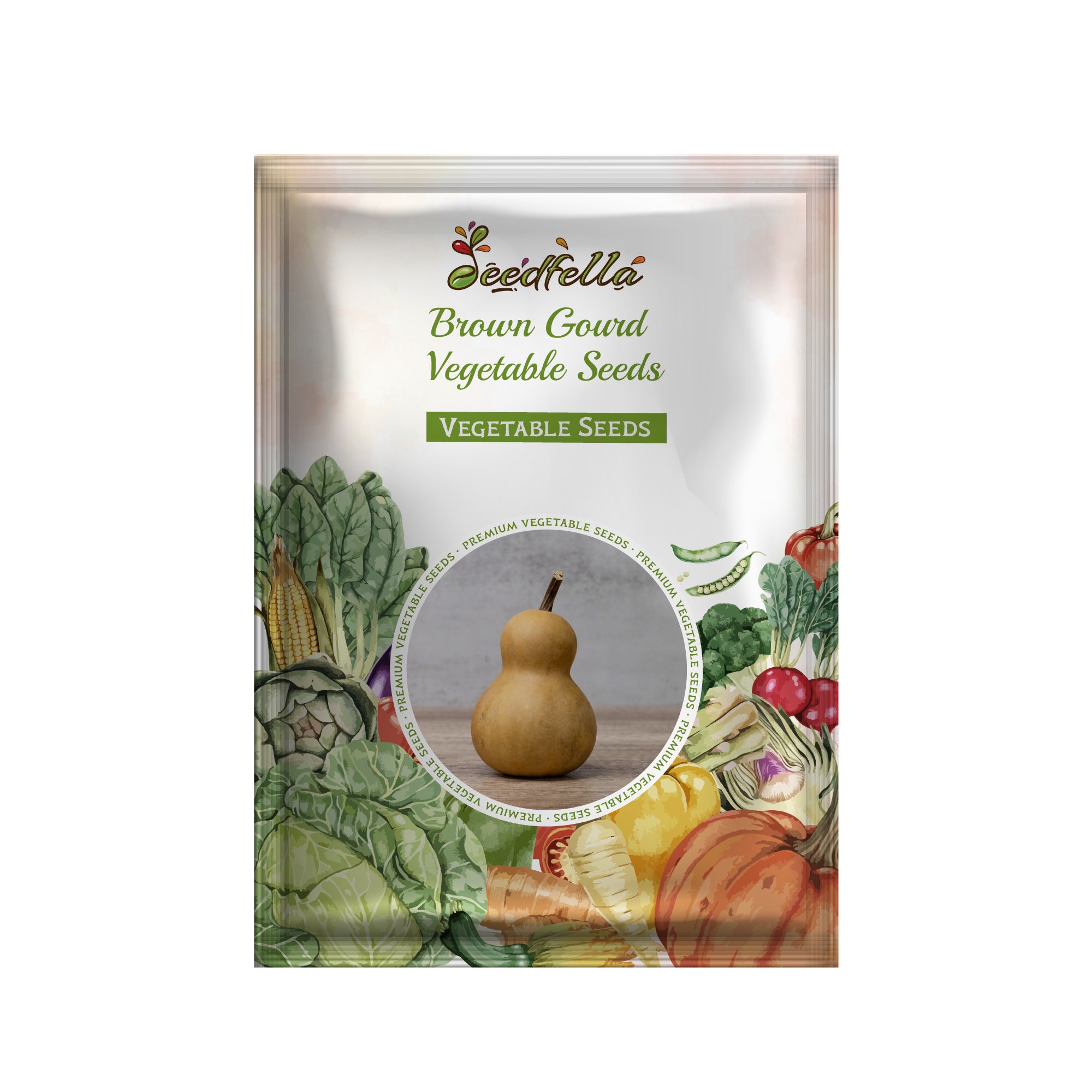 Brown gourd seedlings sprouting in soil