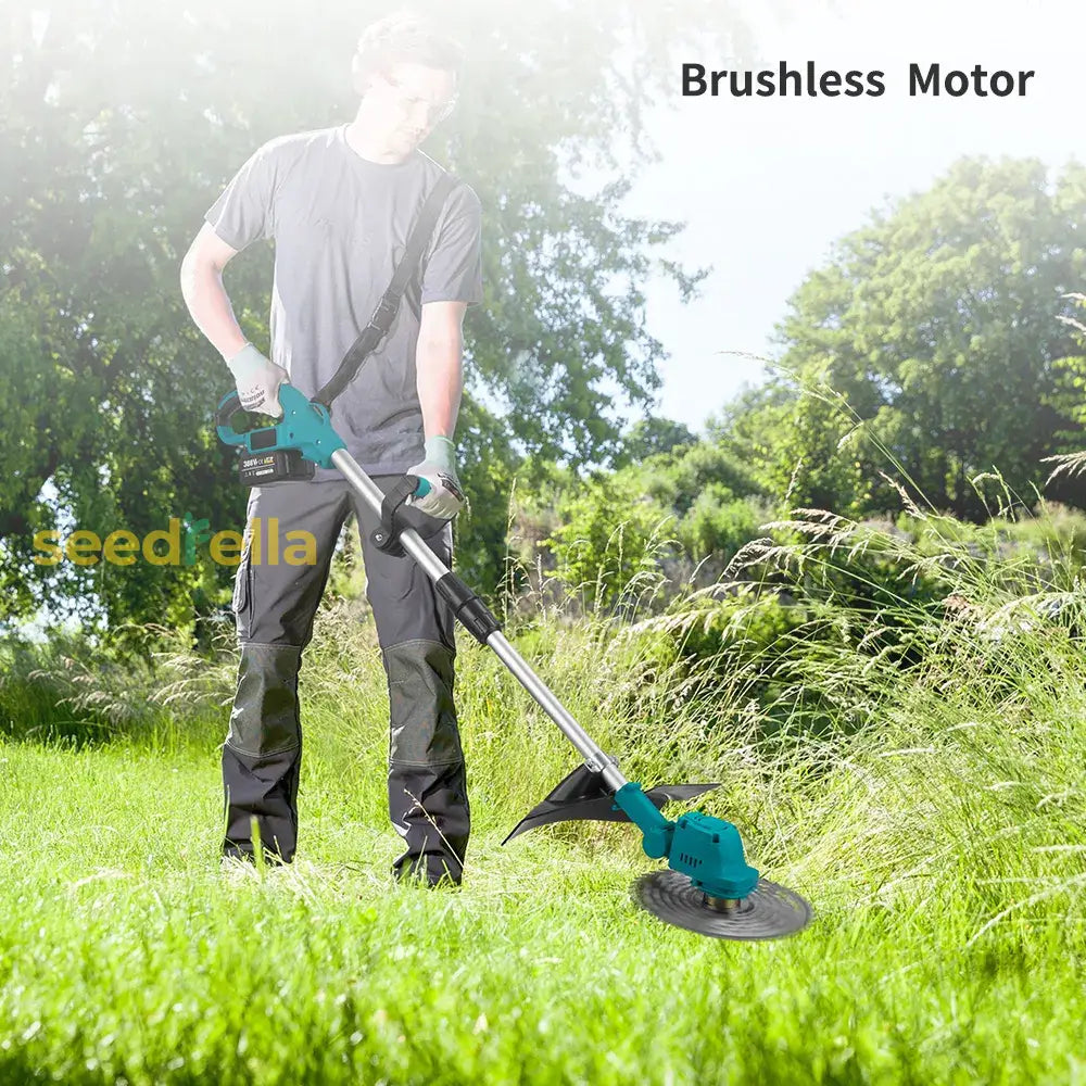 Brushless Cordless Lawn Mower With 9 Circular Saw Blade – 388Vf Battery Electric Grass Cutter