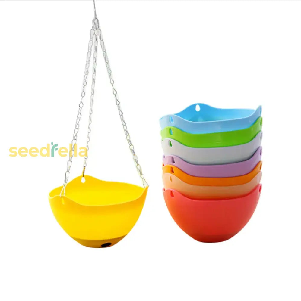 Colorful Thickened Plastic Hanging Pots – Durable Gardening Basket Planters Garden Tools