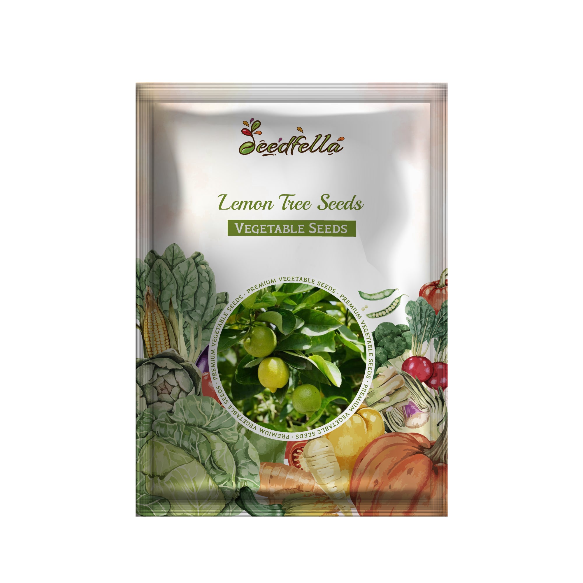 Dark green lemon seedling growing in garden