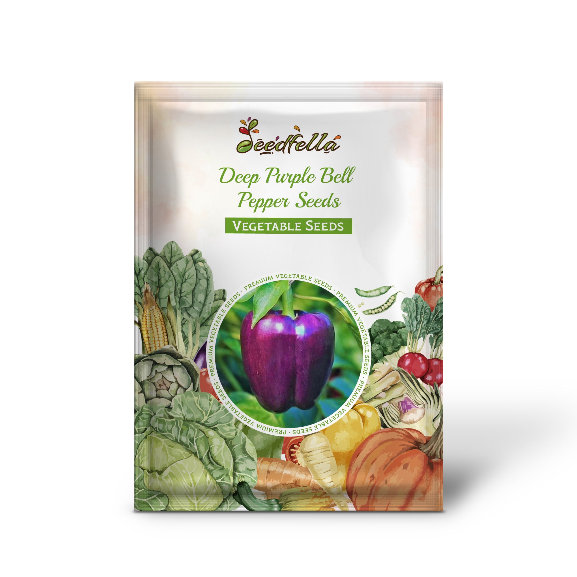 Non GMO Deep Purple bell pepper seeds packaging