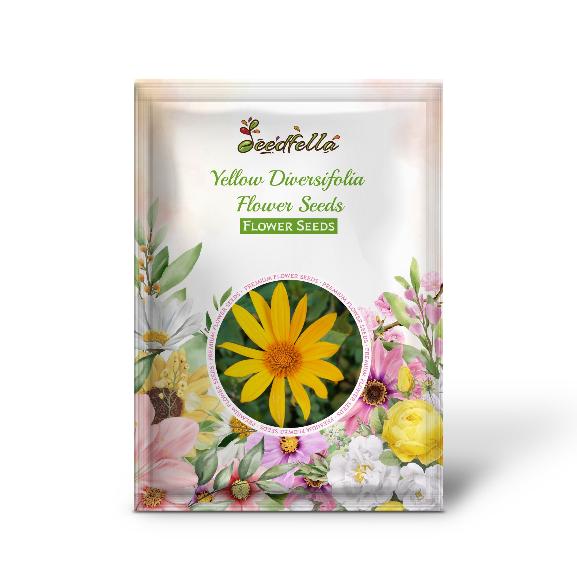 Bright Yellow Diversifolia flowers in full bloom