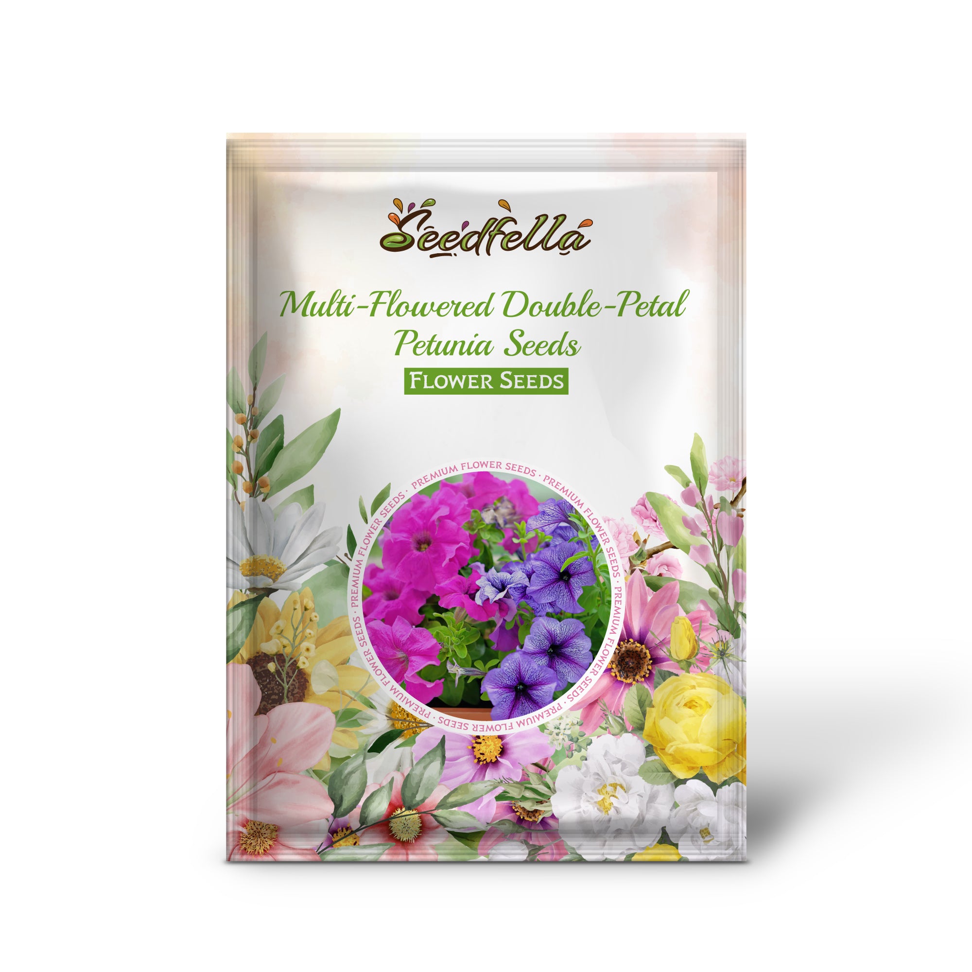 Double-petal petunia seeds germinating indoors