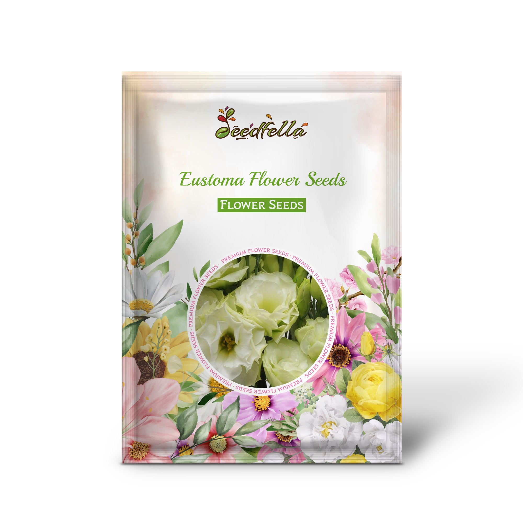 Vibrant Eustoma flowers blooming in garden