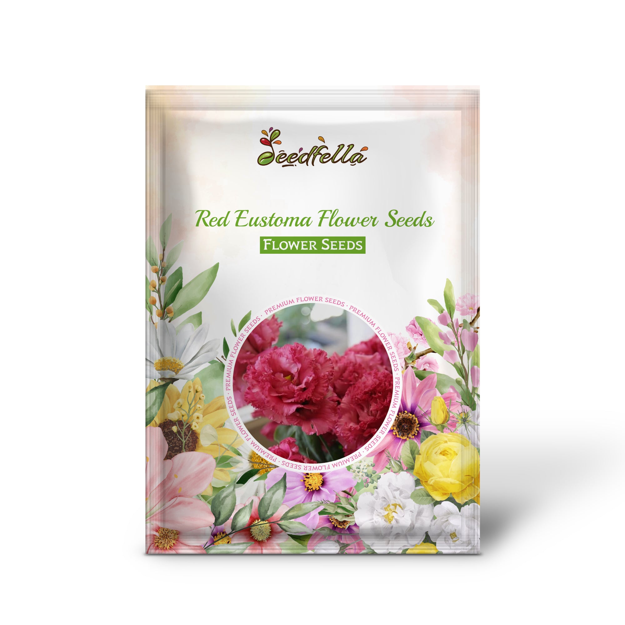 Red Eustoma flowers in full bloom