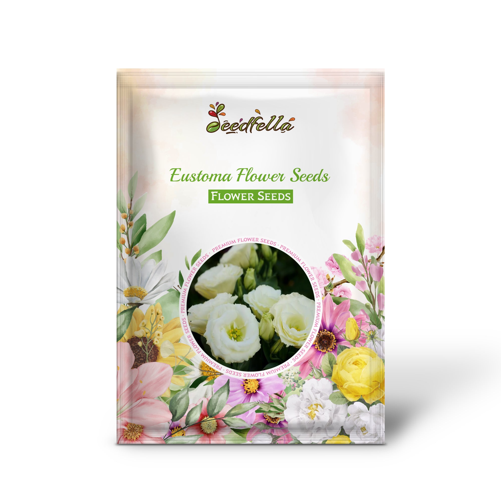 White Eustoma seeds germinating seedlings