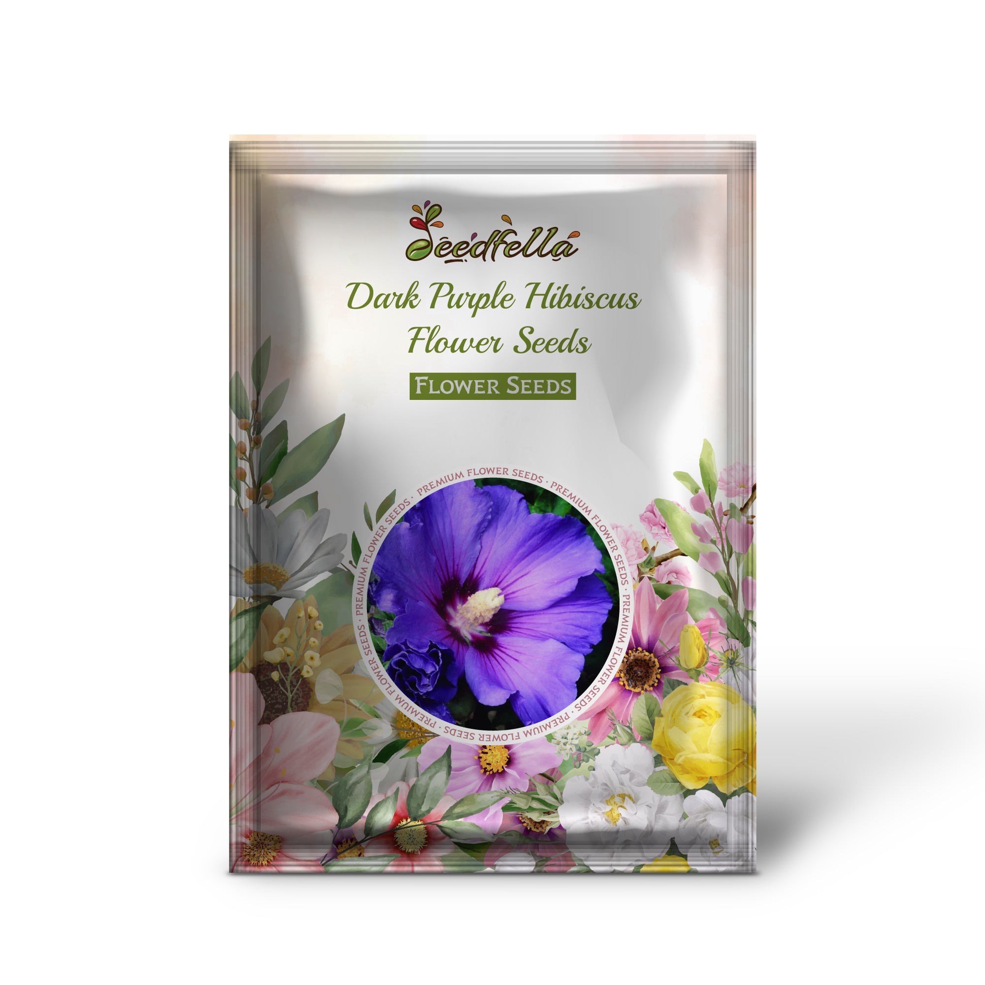 Exotic Dark Purple Hibiscus Flowers in Bloom