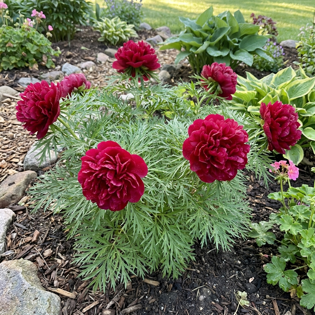 Double Flowering Fernleaf Peony with Finely Cut Foliage and Fragrant Spring Blooms
