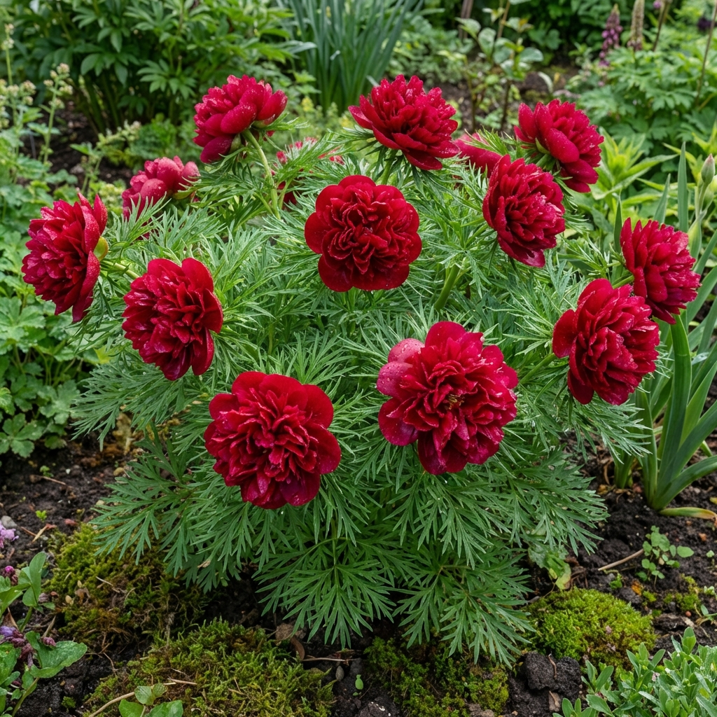 Double Flowering Fernleaf Peony with Finely Cut Foliage and Fragrant Spring Blooms