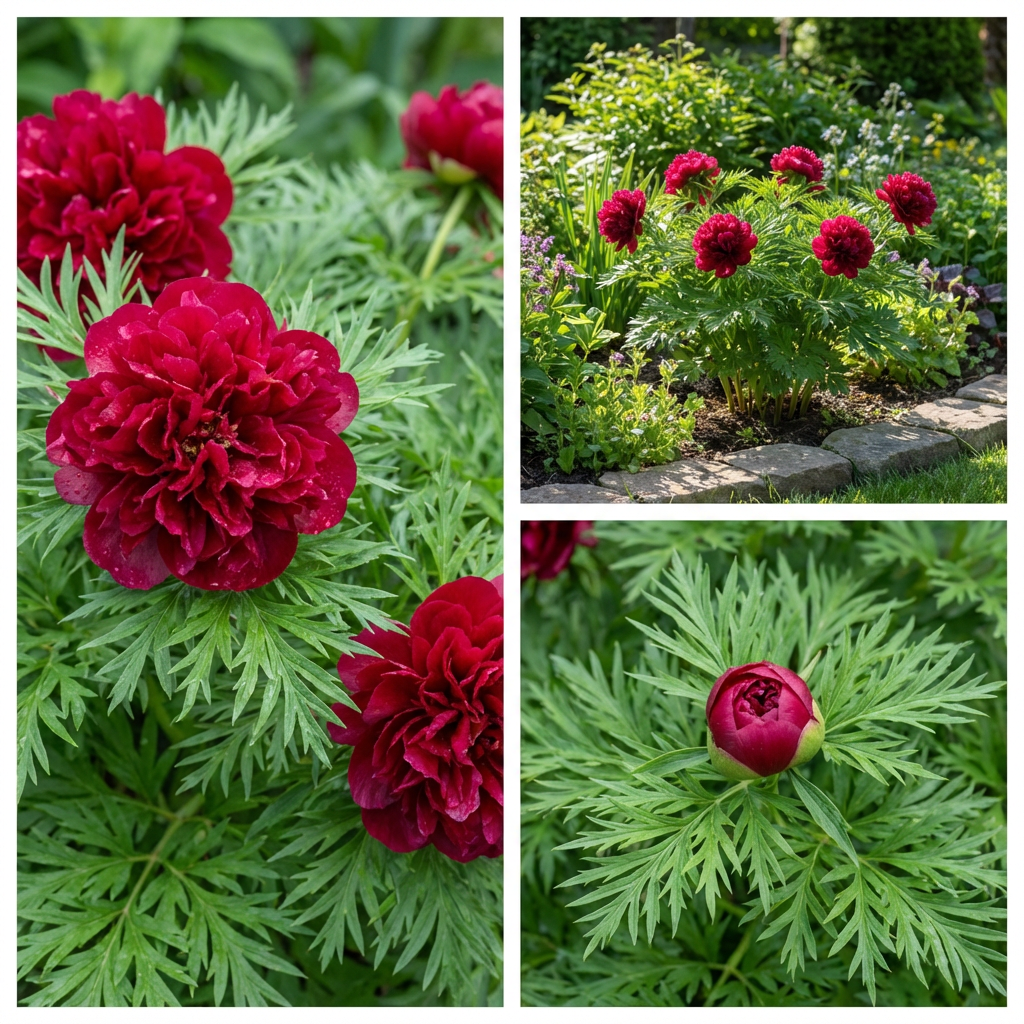 Double Flowering Fernleaf Peony with Finely Cut Foliage and Fragrant Spring Blooms