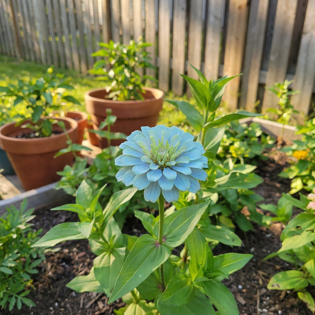 Sky Blue Zinnia Flower Seeds for Home Garden Growing and Seasonal Color Display