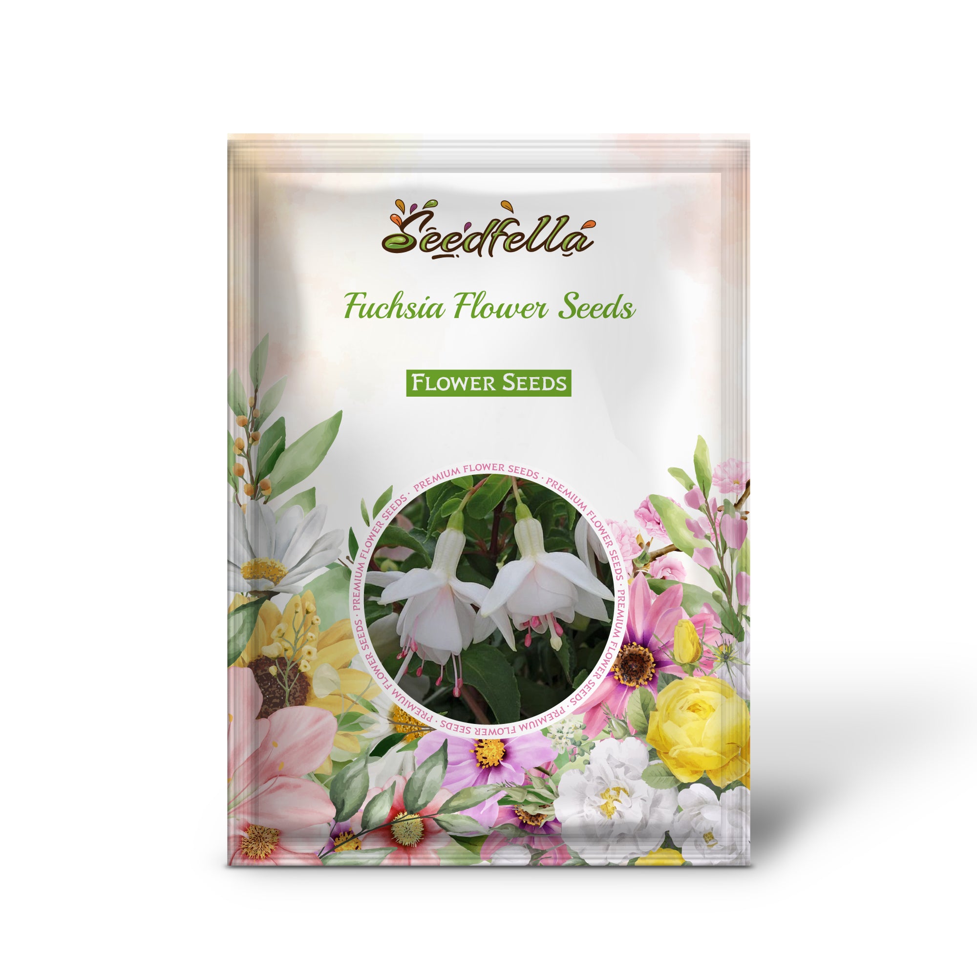 Green and white fuchsia seeds germinating indoors